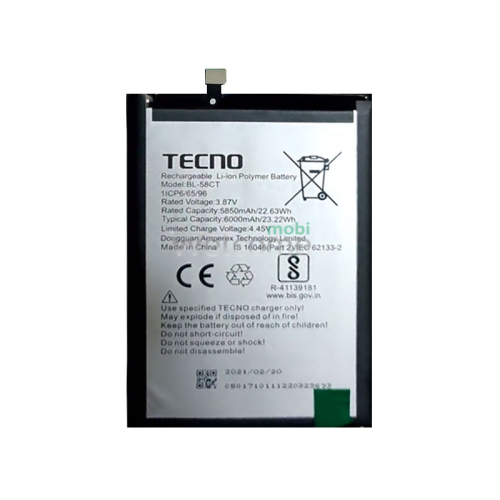 АКБ Tecno Spark 7 (KF6)/Spark 7T (KF6P) (BL-58CT) сервісний оригінал