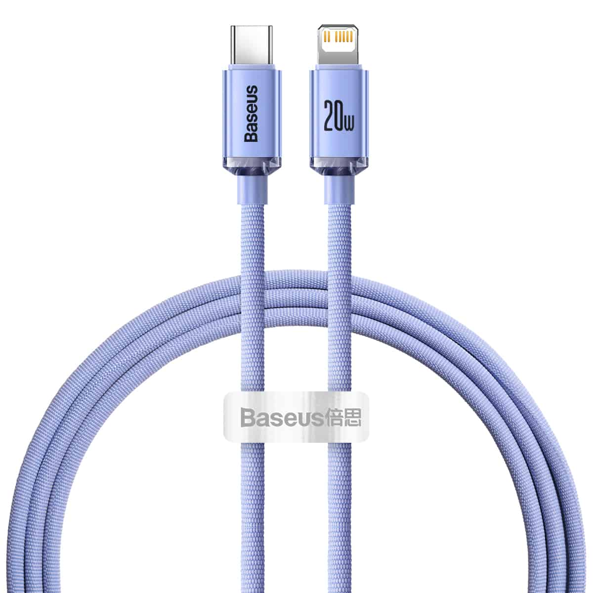 Кабель Baseus Crystal Shine Series Fast Charging Data Cable Type-C to iP 20W 1.2m Purple
