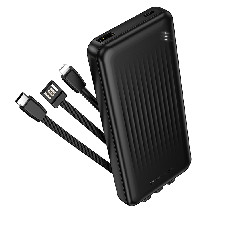 Зовнішній акумулятор BOROFONE BJ79 Clever power bank with 3 cables(10000mAh) Black