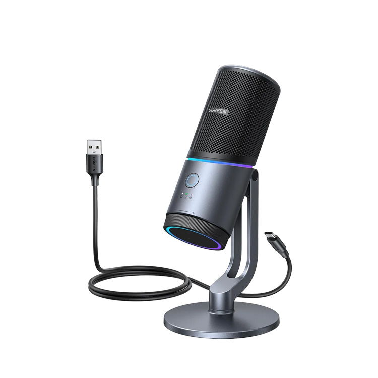 Мікрофон настільний UGREEN CM769 Desktop RGB 24-bit 96kHz ANS (USB-A) Вark Пray