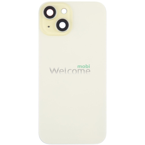Задня кришка (скло) iPhone 15 yellow (оригінал завод) у зборі на рамці