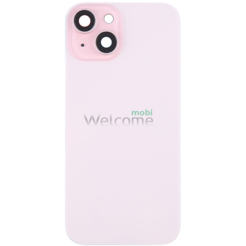 Задня кришка (скло) iPhone 15 pink (оригінал завод) у зборі на рамці