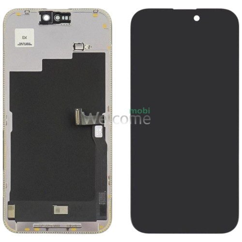 Дисплей iPhone 15 Pro Max в зборі з сенсором та рамкою black (GX OLED) (під заміну IC)