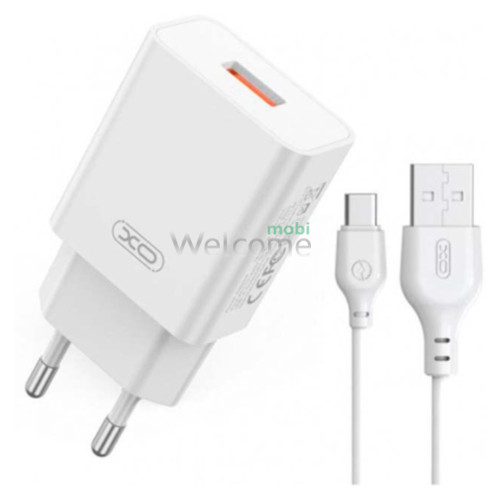 МЗП XO L127 1USB QC 18W + кабель microUSB white