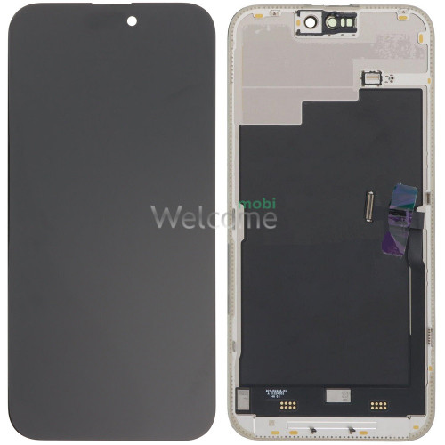 Дисплей iPhone 15 Pro Max в зборі з сенсором та рамкою black (JK Hard OLED) (під заміну IC)