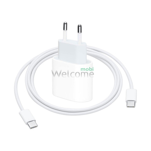 МЗП Apple 20W Type- C + PD кабель Type- C to Type- C, білий