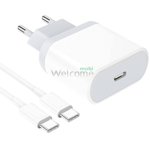 МЗП Apple 25W Type- C + PD кабель Type- C to Type- C, білий