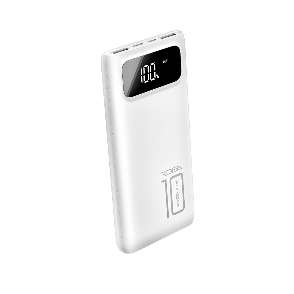 Універсальна Мобільна Батарея Power Bank Ridea RP-D10L Phoenix10 10W digital display + lamp 10000 mAh Колір Бiлий
