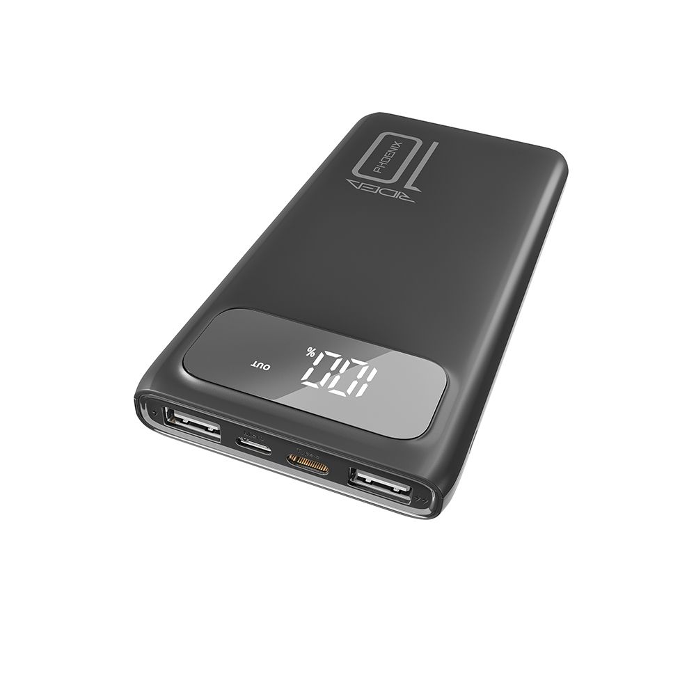 Універсальна Мобільна Батарея Power Bank Ridea RP-D10L Phoenix10 10W digital display + lamp 10000 mAh Колір Чорний