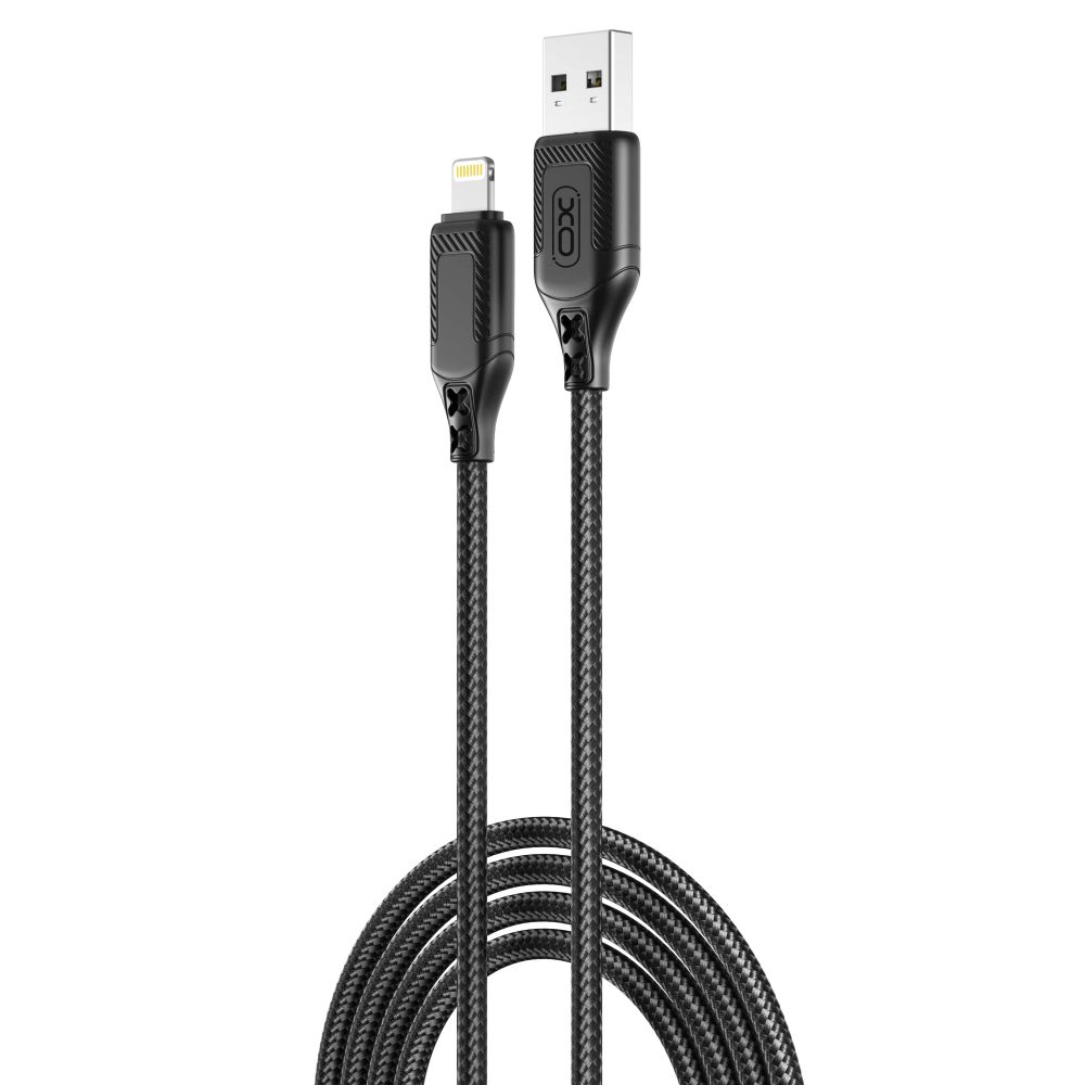 Кабель USB XO NB235 Zebra series Braided 2.4A Lightning Чорний