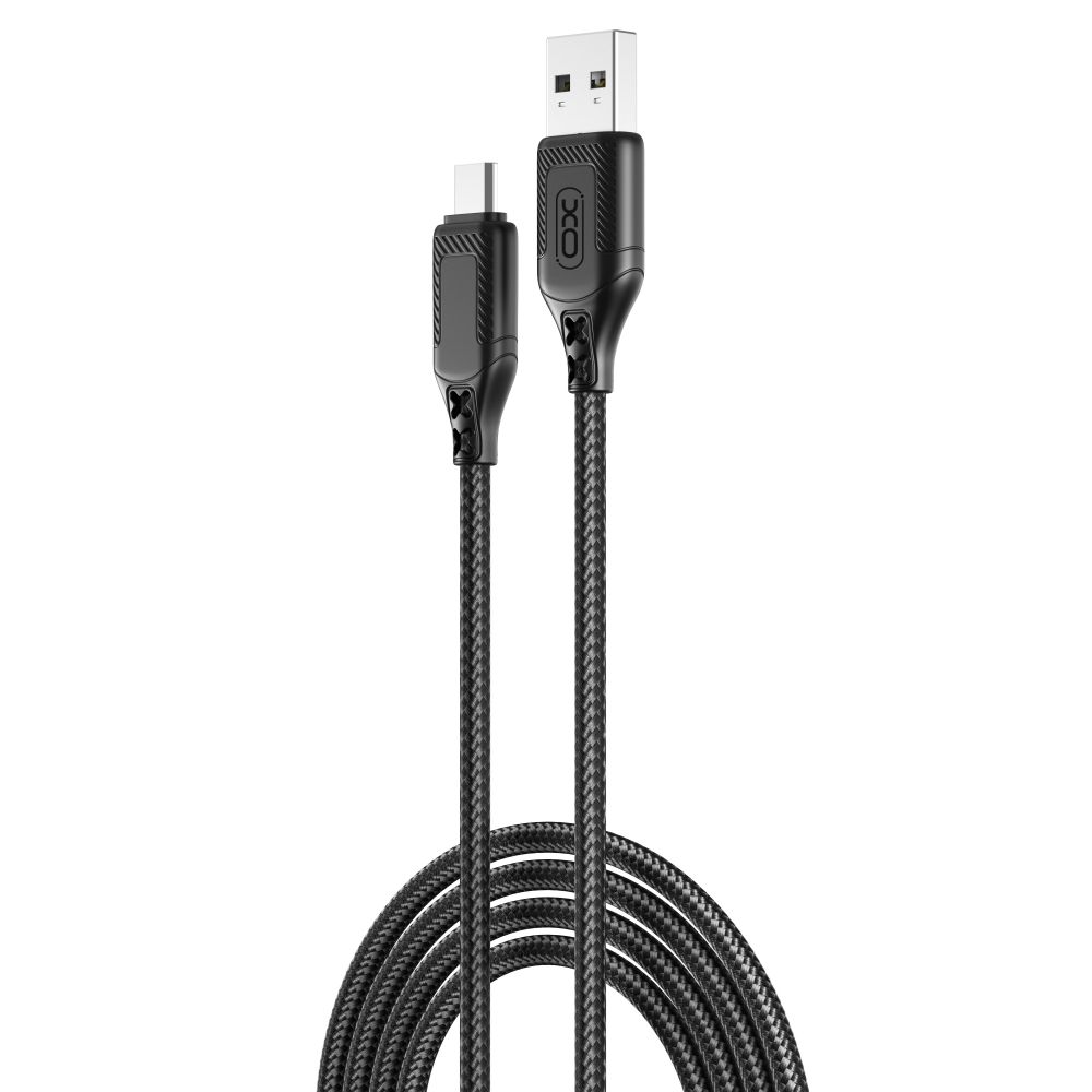 Кабель USB XO NB235 Zebra series Braided 2.4A Micro Чорний