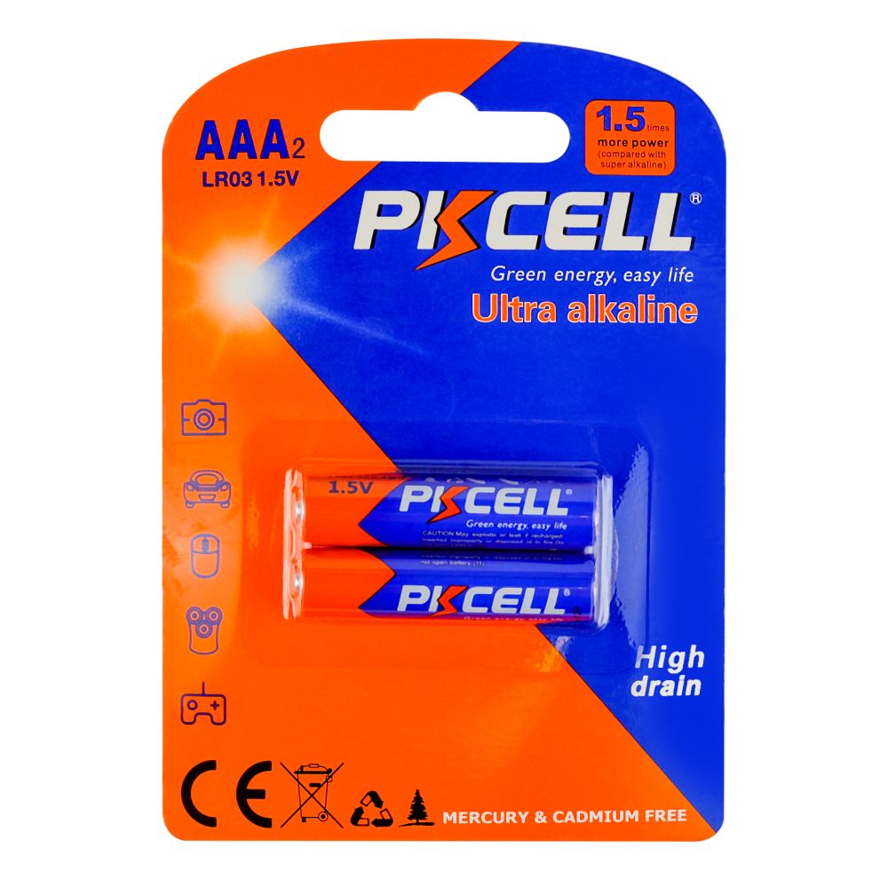 Батарейки PKCELL 1.5V AAA/LR03, 2 штуки в блистере ААА