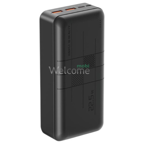 Зовнішній акумулятор (power bank) XO PR189 PD20W+QC22.5W 30000 mAh black