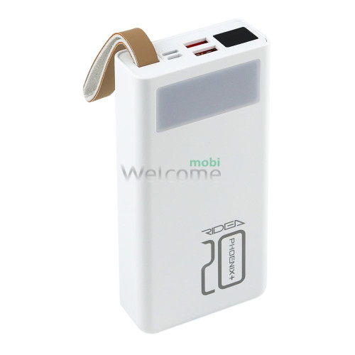 Зовнішній акумулятор (power bank) Ridea RP-D20L+ Phoenix20+ PD/QC 3.0 20W digital display + lamp 20000 mAh white