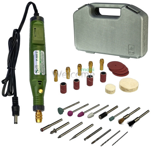 Бормашина в кейсі Slite P-500-2 Mini (набір насадок для гравіювання, шліфування, полірування, рег. крутного моменту, 18V 20W)