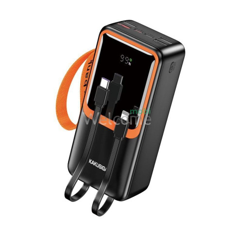 Зовнішній акумулятор (power bank) Kakusiga KSC-1089 30000mAh Fast Charge (4USB-A+USB-C/22.5W) + кабель Lightning/Type-C black