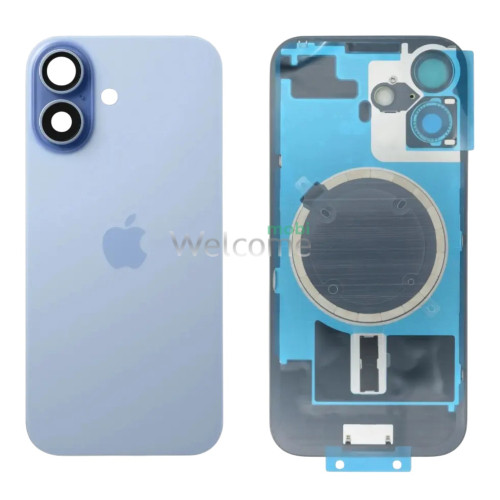 Задня кришка (скло) iPhone 17 mist blue (оригінал завод) у зборі на рамці, зі склом камери