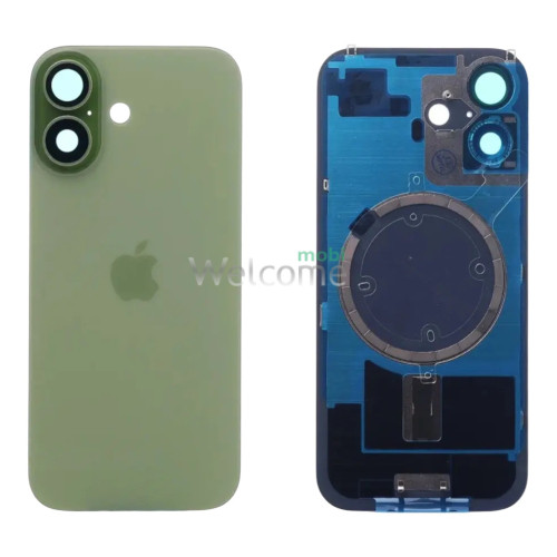 Задня кришка (скло) iPhone 17 sage (оригінал завод) у зборі на рамці, зі склом камери
