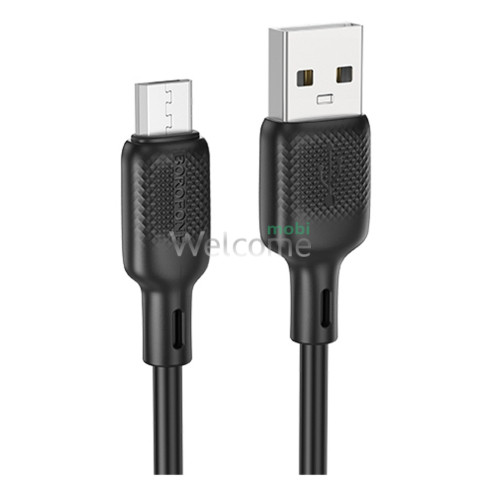 USB кабель Borofone BX113 Silicone, microUSB 2.4A 3м чорний