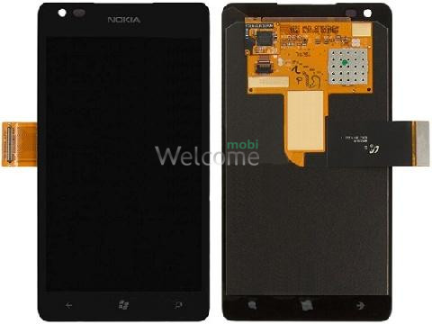 Дисплей Microsoft 900 Lumia в сборе с сенсором и рамкой black (оригинал)