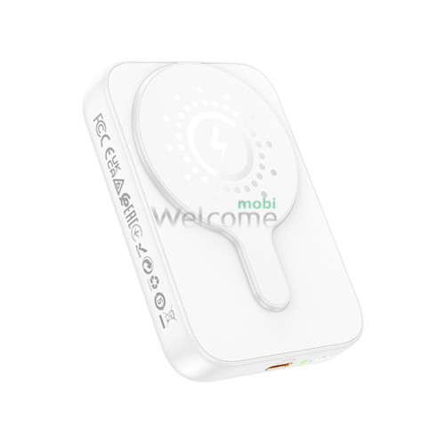 Зовнішній акумулятор (power bank) Hoco J117A 10000mAh магнітний, з функцією бездротової зарядки, білий