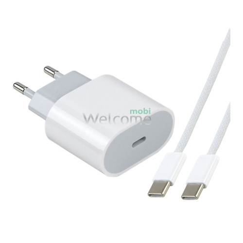МЗП Apple 35W Type- C iPhone 16 Pro Max + PD кабель Type- C to Type- C, білий