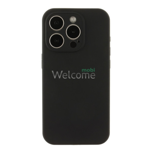 Silicone case for iPhone 15 Pro Max (18) black (закритий низ та рамка камери)