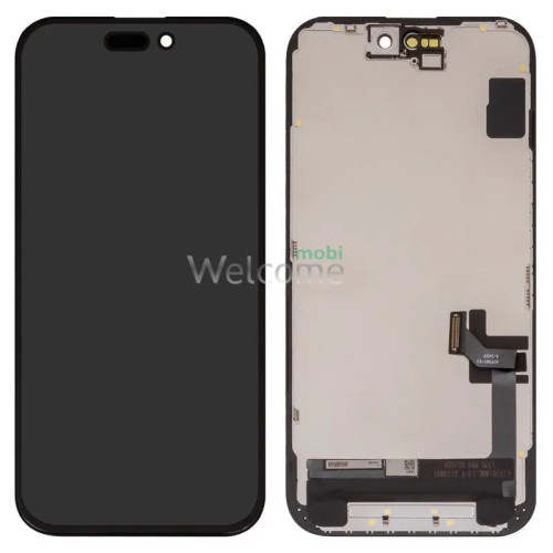 Дисплей iPhone 15 в зборі з сенсором та рамкою black (JCID Soft OLED) без помилки