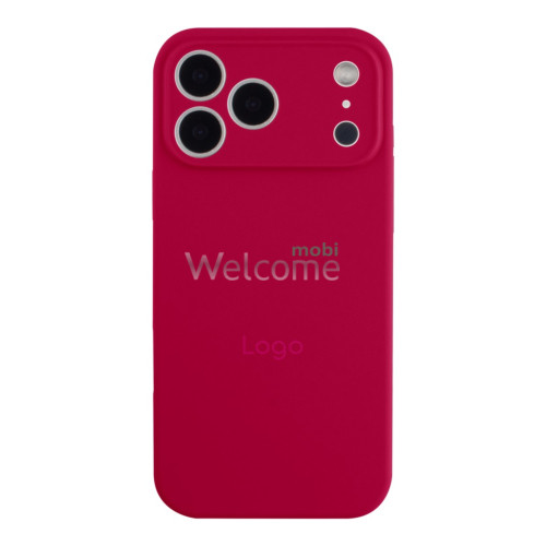 Silicone case for iPhone 17 Pro (37) Rose Red (закрытый низ и рамка камеры)