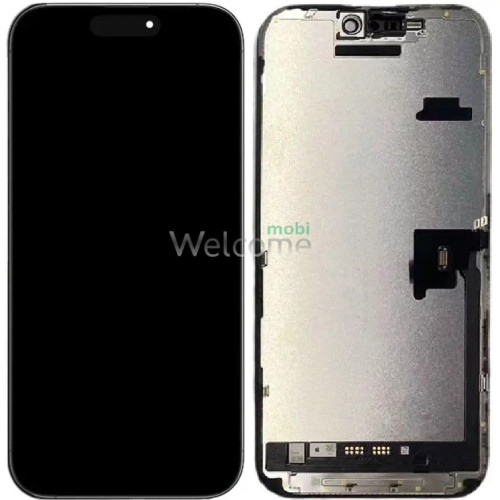 Дисплей iPhone 16 Plus в зборі з сенсором та рамкою black (JCID Soft OLED) без помилки