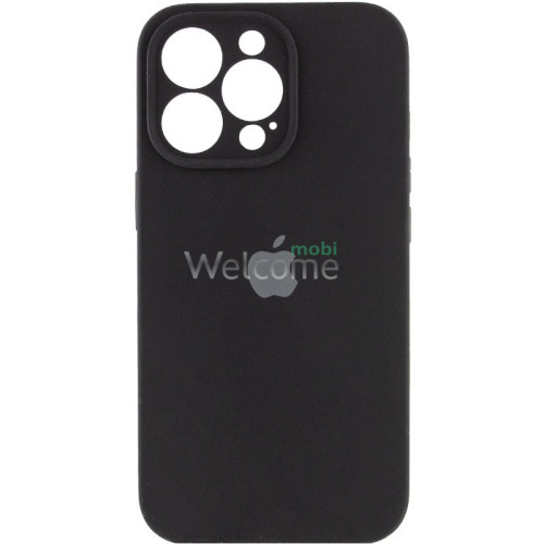 Silicone case for iPhone 13 Pro (18) black (закрытый низ и рамка камеры)