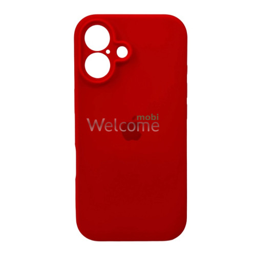 Silicone case for iPhone 16 (11) Red (закрытый низ и рамка камеры)