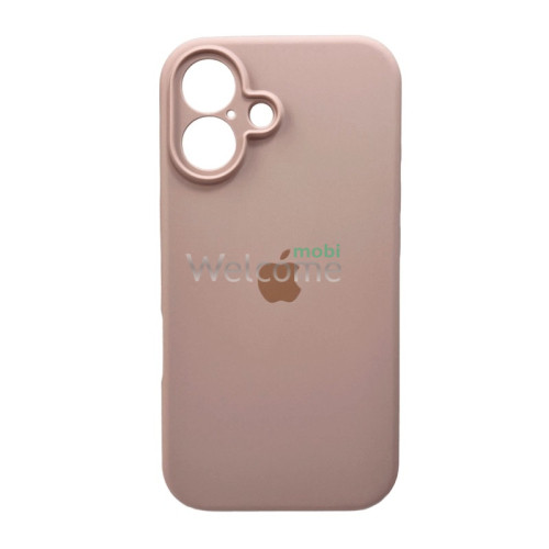 Silicone case for iPhone 16 (15) Pink Sand (закрытый низ и рамка камеры)