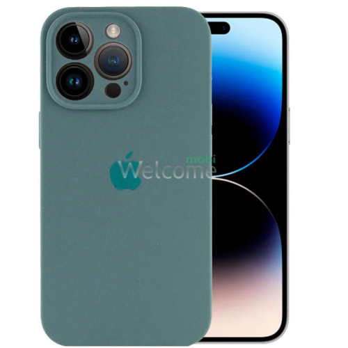 Silicone case for iPhone 13 Pro (55) pine green (закрытый низ и рамка камеры)