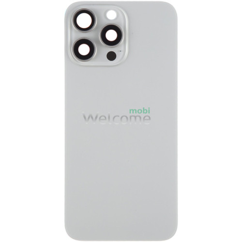 Задня кришка (скло) iPhone 15 Pro Max natural titanium (оригінал завод) у зборі на рамці PREMIUM