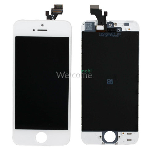 Дисплей iPhone 5 в сборе с сенсором и рамкой white (On-cell)