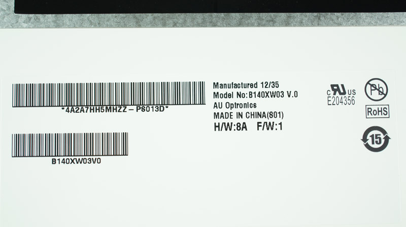 Матриця 14.0 B140XW03 V.0 (1366*768, 40pin, LED, SLIM (вертикальні вушки), глянцева, роз`єм праворуч знизу) для ноутбука (renew)