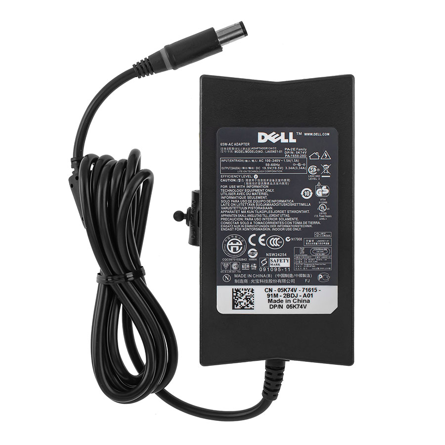 Оригінальний блок живлення для ноутбука DELL 19.5V, 3.34A, 65W, 7.4*5.0-PIN, Black, SLIM RECTANGULAR
