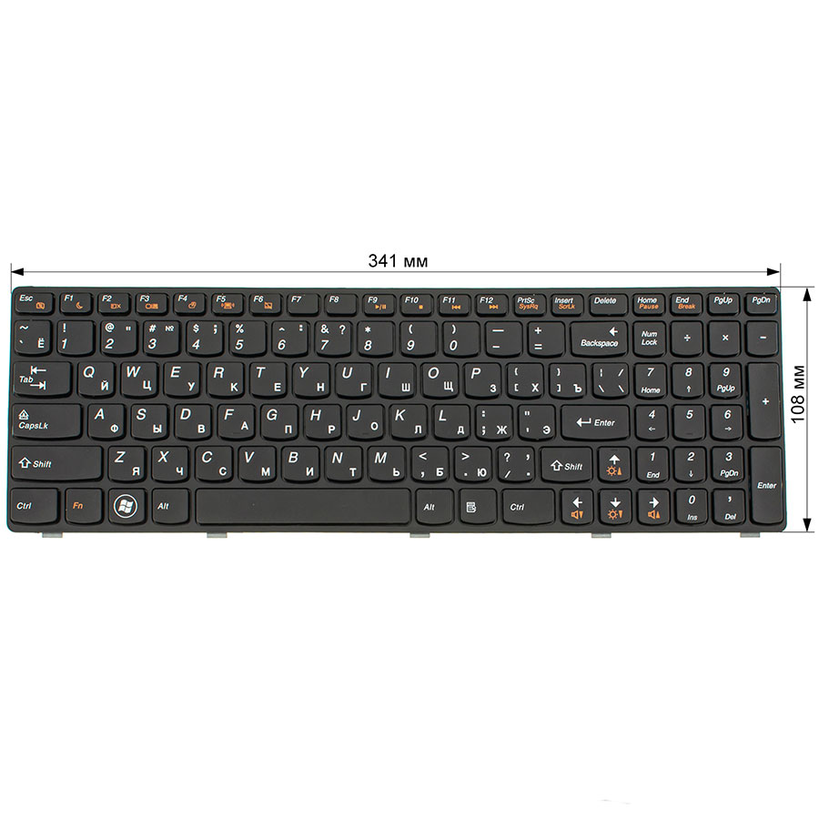 Клавіатура для ноутбука LENOVO (G580, G585, N580, N585, Z580, Z585) rus, black, black frame