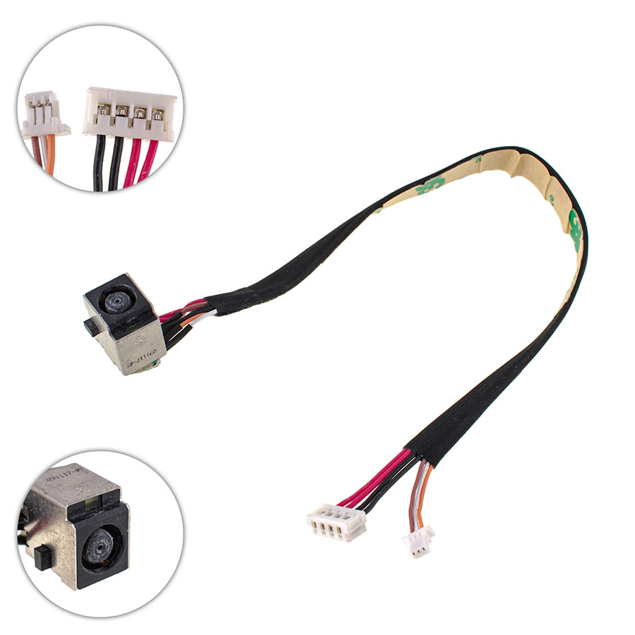 роз`єм живлення PJ201 HP (ProBook: 4311s, 4410s, 4416s)  с кабелем (4 pin + 3 pin)