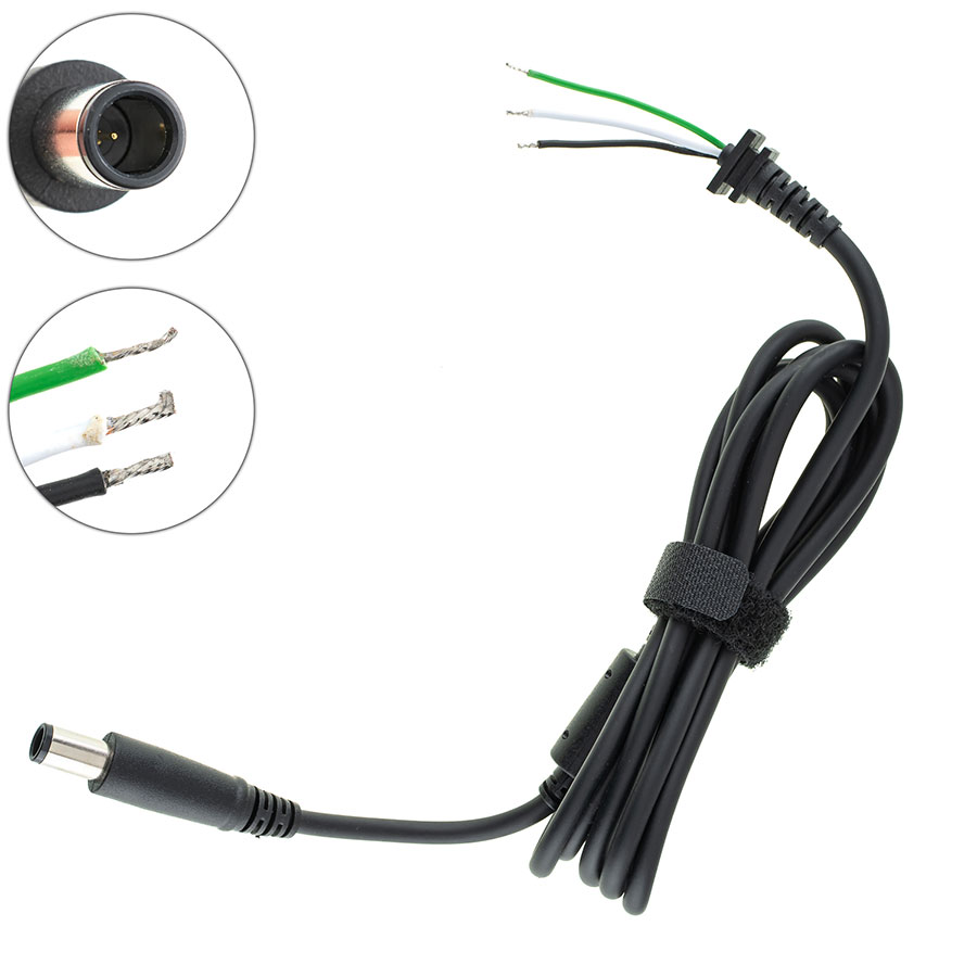 Оригінальний DC кабель живлення для БП DELL SLIM 90W 7.4x5.0мм+1pin всередині, 3 дроти (2x1мм+1x0.75мм), прямий штекер, довжина 170см (від БП до ноутбука)