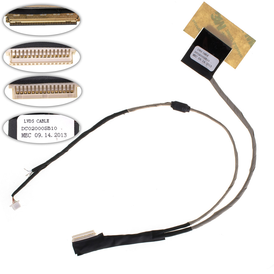 Шлейф матриці для ноутбука ACER (One: D250), LED, роз`єм під камеру, Мікрофон(великий роз`єм 6мм) (DC02000SB100)