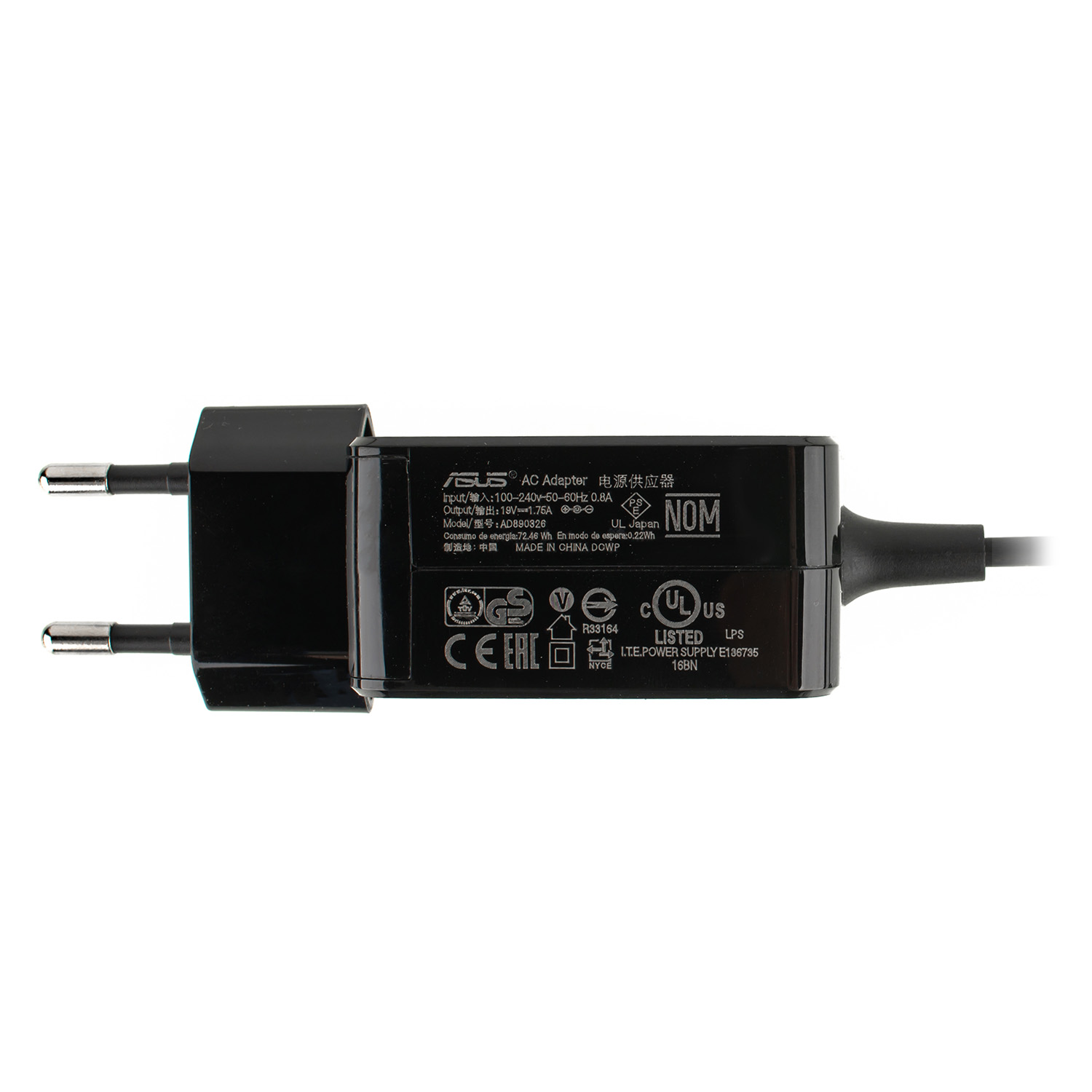 Оригінальний блок живлення для ноутбука ASUS 19V, 1.75A, 33W, 4.0*1.35mm, квадратний корпус, black