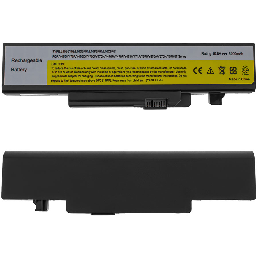 Батарея для ноутбука LENOVO L10S6F01 (IdeaPad: Y470A, Y470G, Y471P, Y570P, Y570, Y570A, Y570D, Y570M, Y570N) 10.8V 5200mAh Black