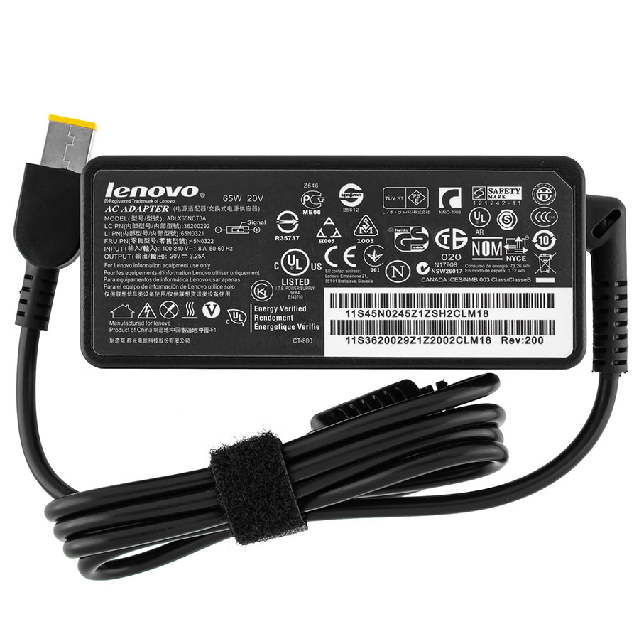 Блок живлення для ноутбука LENOVO 20V, 3.25A, 65W, USB+pin (Square 5 Pin DC Plug), black, OVALE