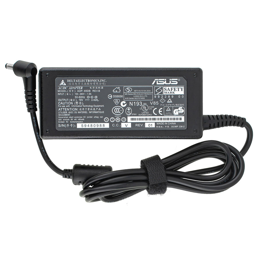 Блок живлення для ноутбука ASUS 19V, 3.42A, 65W, 4.0*1.35мм, L-подібний роз`єм, Black, RECTANGULAR