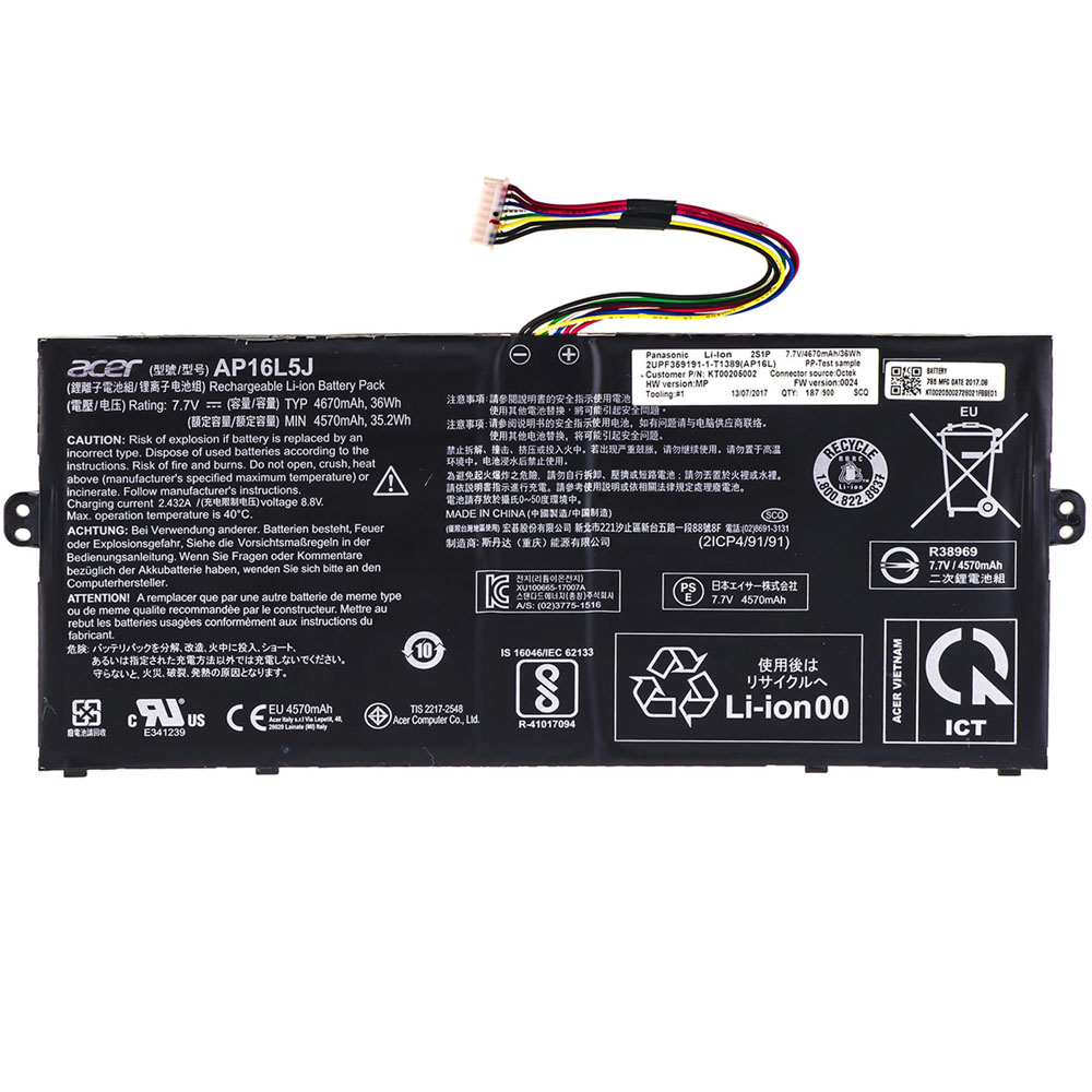Оригінальна батарея для ноутбука ACER AP16L5J (Swift SF514-52T) 7.7V 4670mAh 36Wh Black