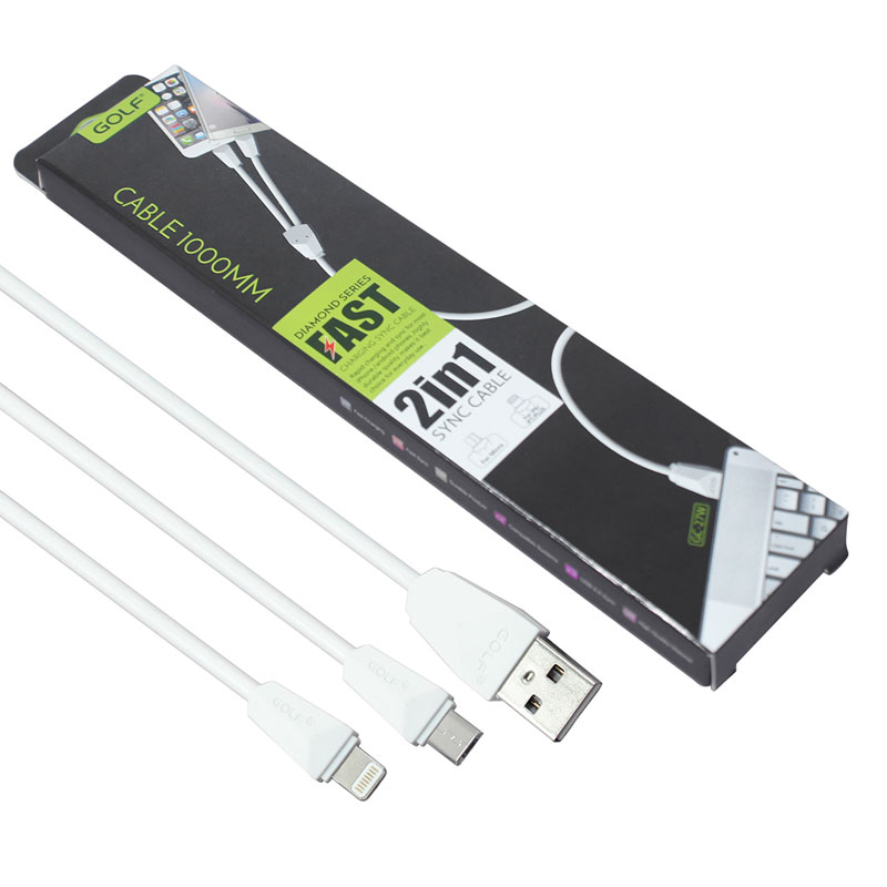 Кабель GOLF GC-27W для iphone и microUSB , white