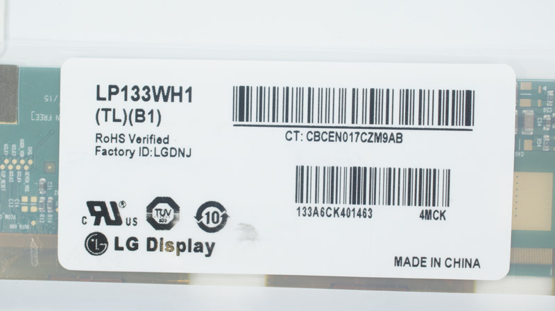 Матриця 13.3 LP133WH1-TLB1 (1366*768, 40pin, LED, NORMAL, глянець, роз`єм праворуч знизу) для ноутбука