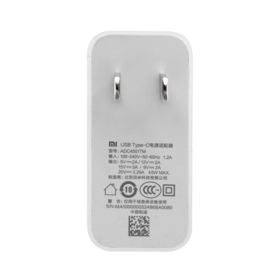Оригінальний блок живлення для ноутбука XIAOMI TYPE-C 45W, квадратный, white (без переходника)